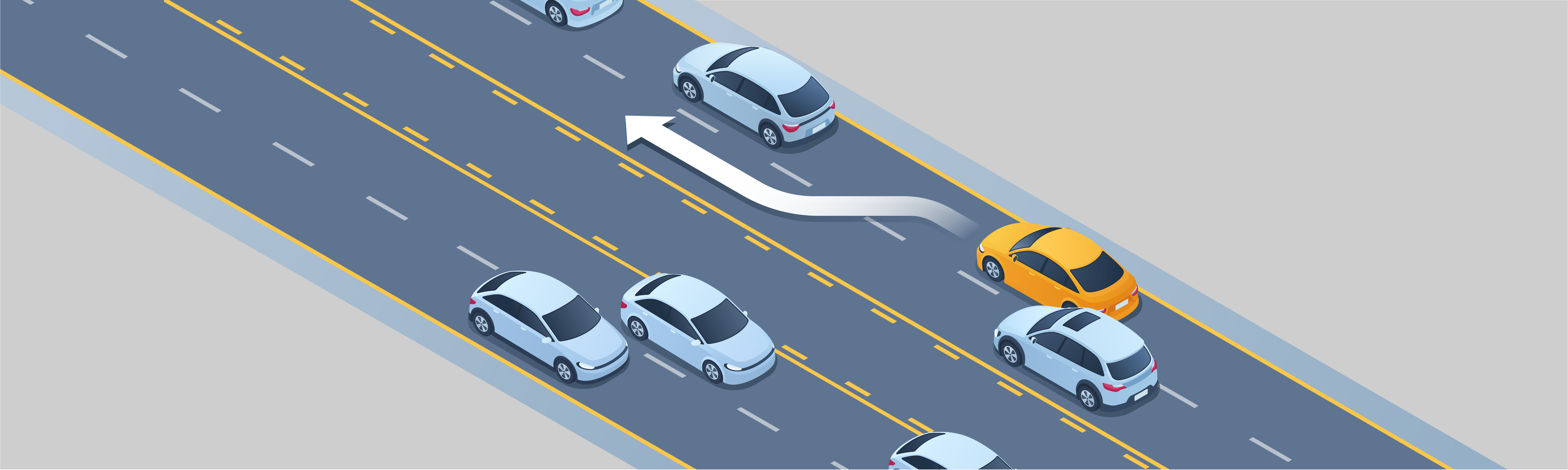 Changement de position - Lorsque le conducteur d’un autre véhicule est sur le point de dépasser et de dépasser votre véhicule, vous devez :